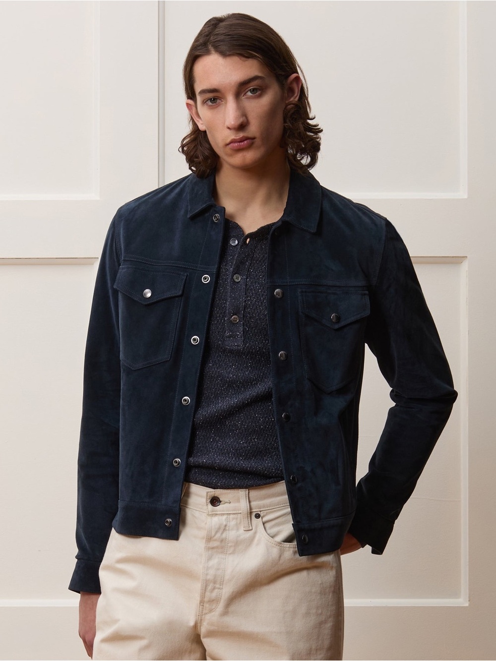 NWT Todd Snyder Italian Suede Dylan Jacket Navy Men’s L